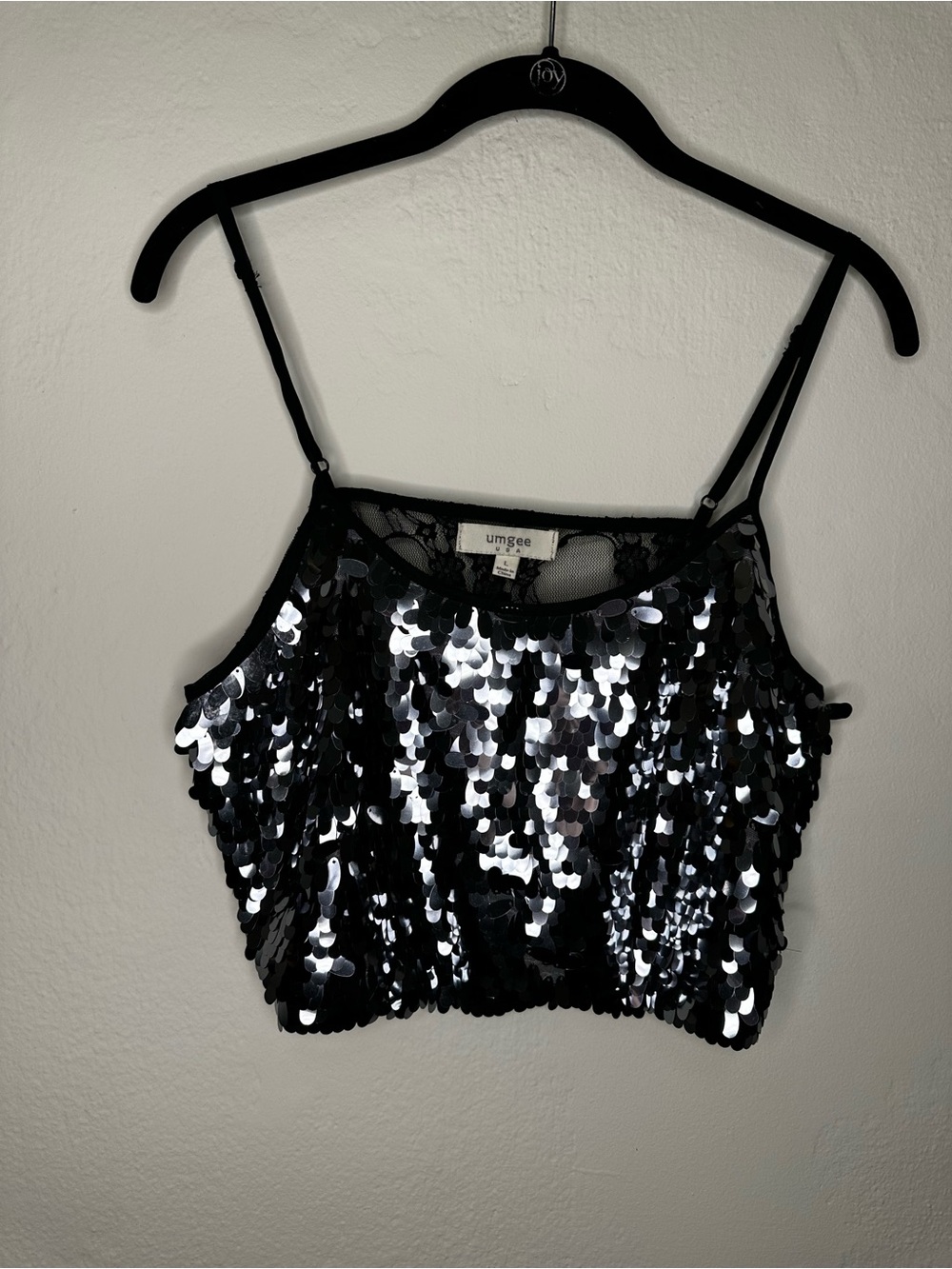 Umgee Black Sequin Crop Cami